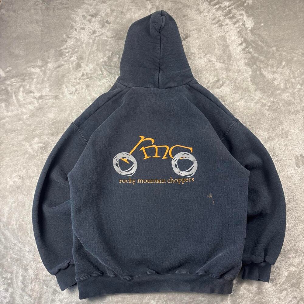Vintage Rocky Mountain Choppers Hoodie Men’s XL Black Distressed Motorcycle RMC